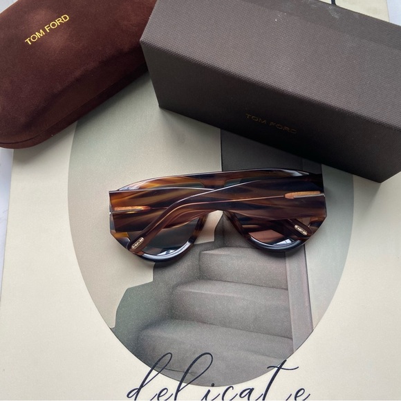 Tom Ford Brown Tortoise Sunglasses with Blue Lenses